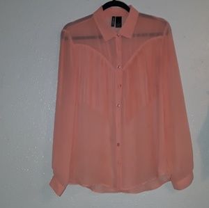 Fringed sheer peach top